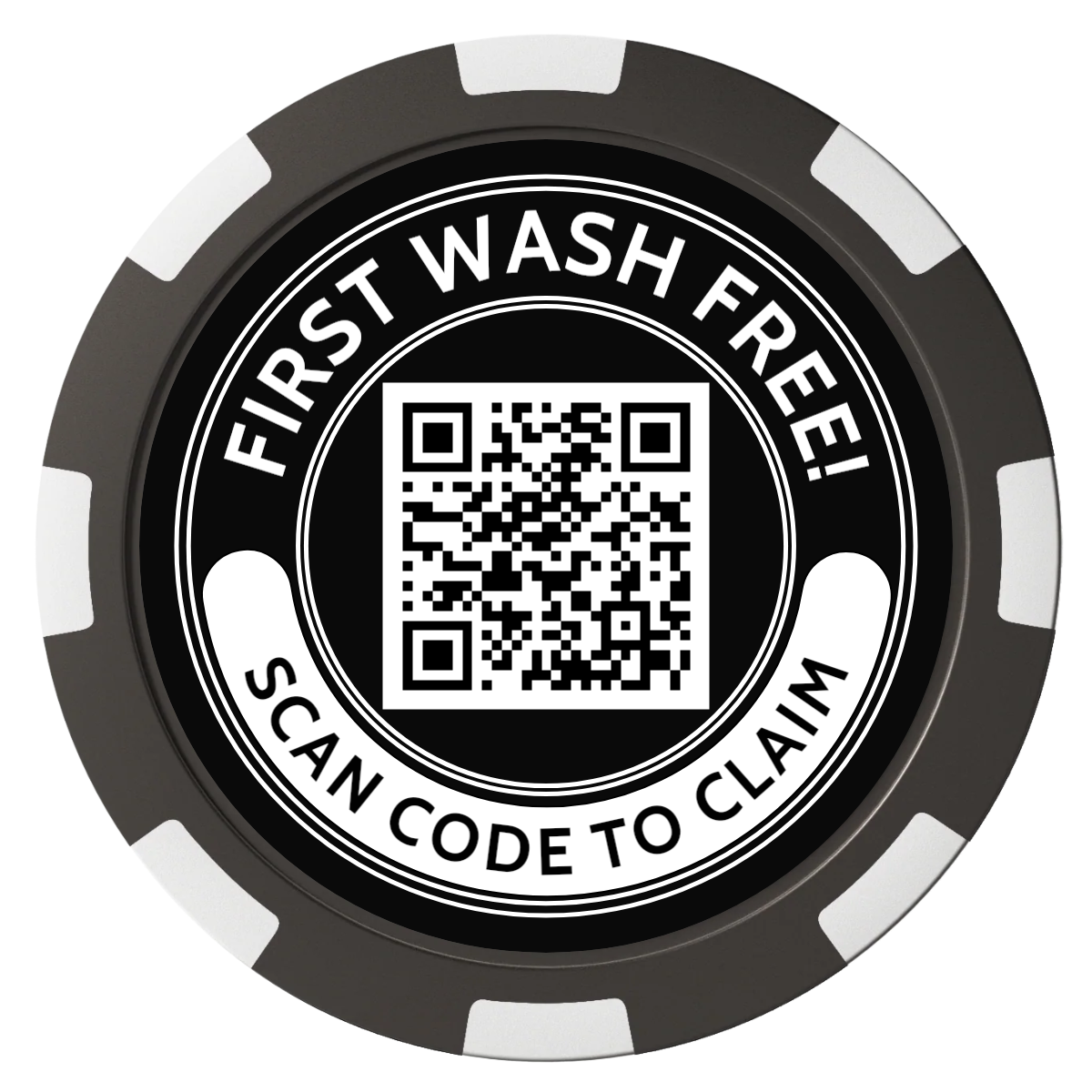 Car Wash Promotion Composite Poker Chips - Black / 8 Spot - Back