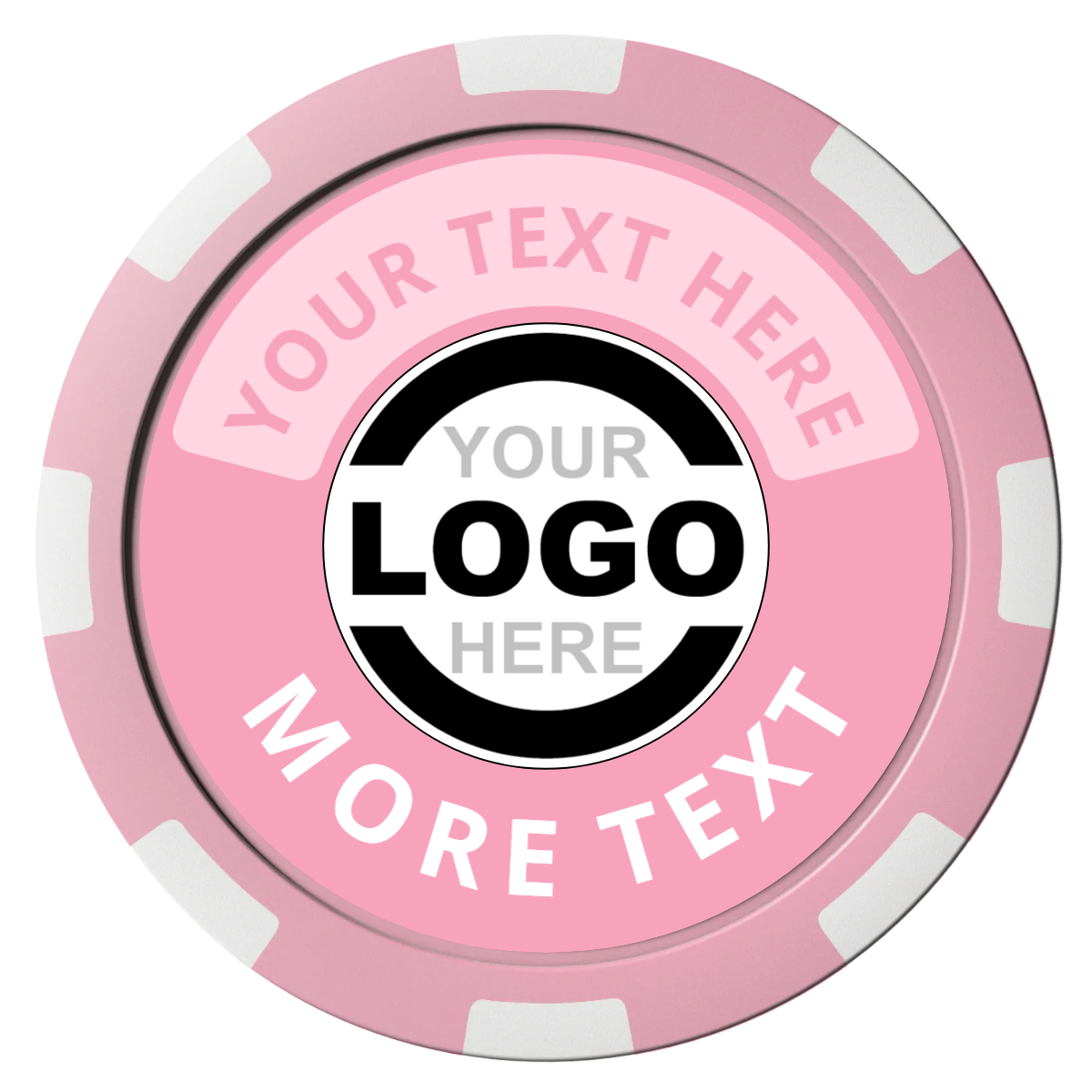 Two Tone Logo Composite Poker Chips - Pink / 8 Spot - Front