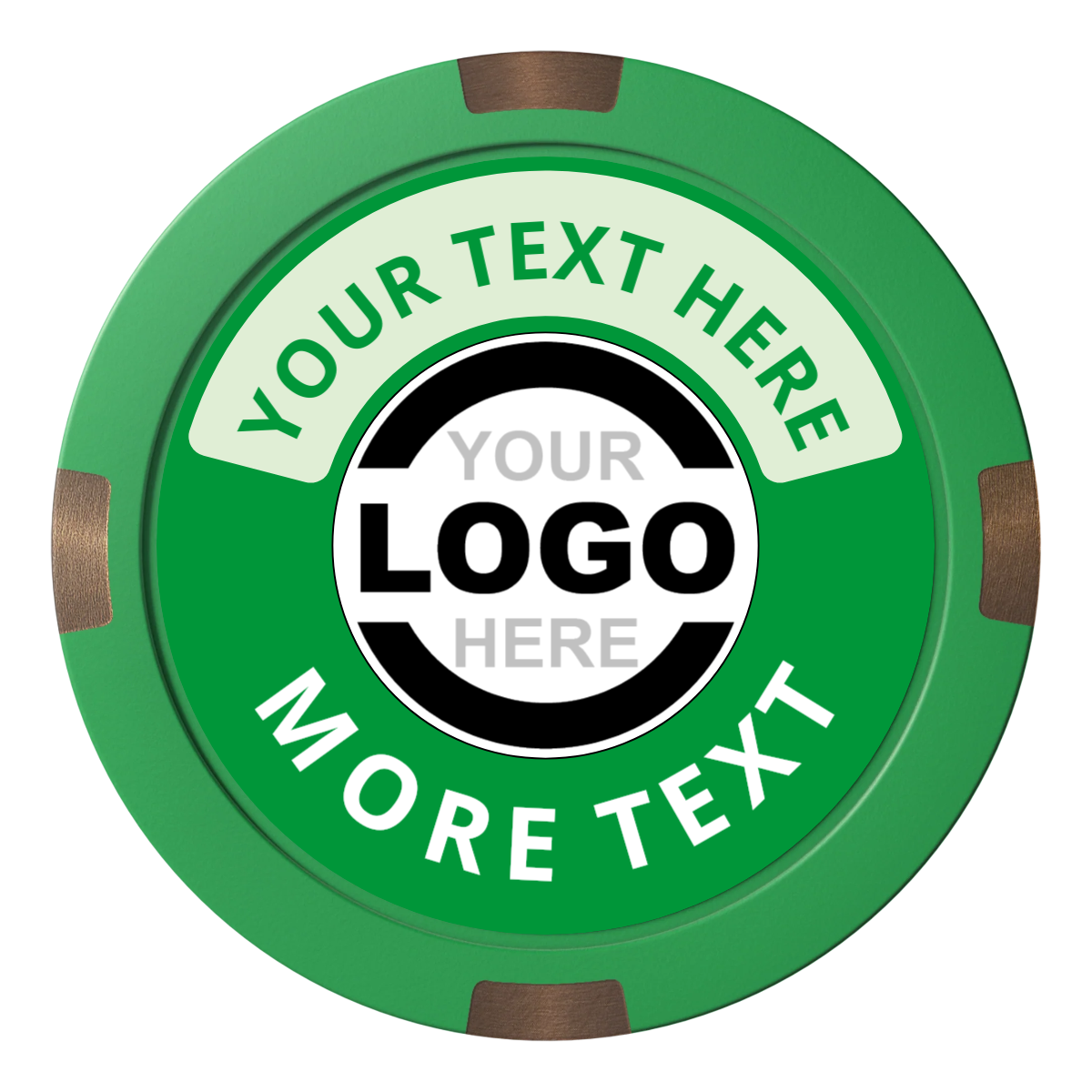 Two Tone Logo Composite & Metal Hybrid Poker Chips - Green - Back