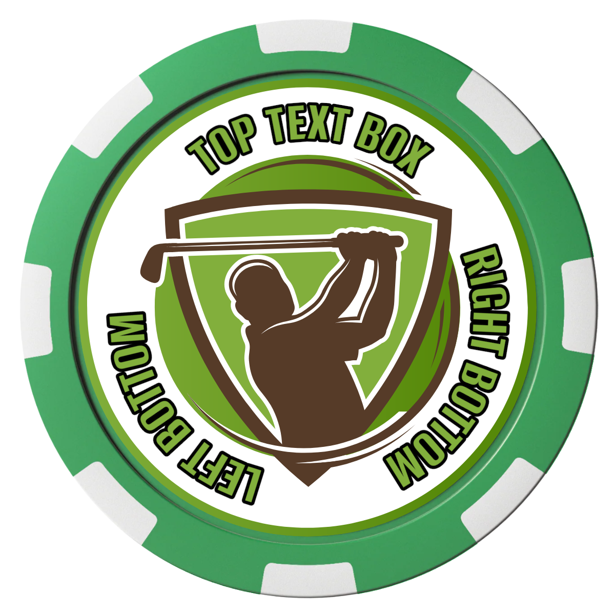 The Golfer Magnetic Composite Poker Chips - Green / 8 Spot - Front