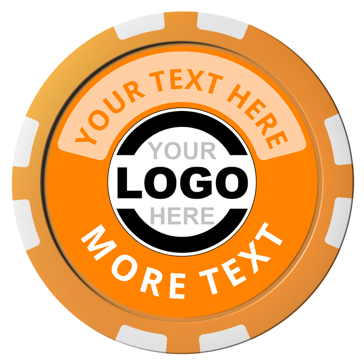 Two Tone Logo Composite Poker Chips - Orange / 8 Stripe - Front