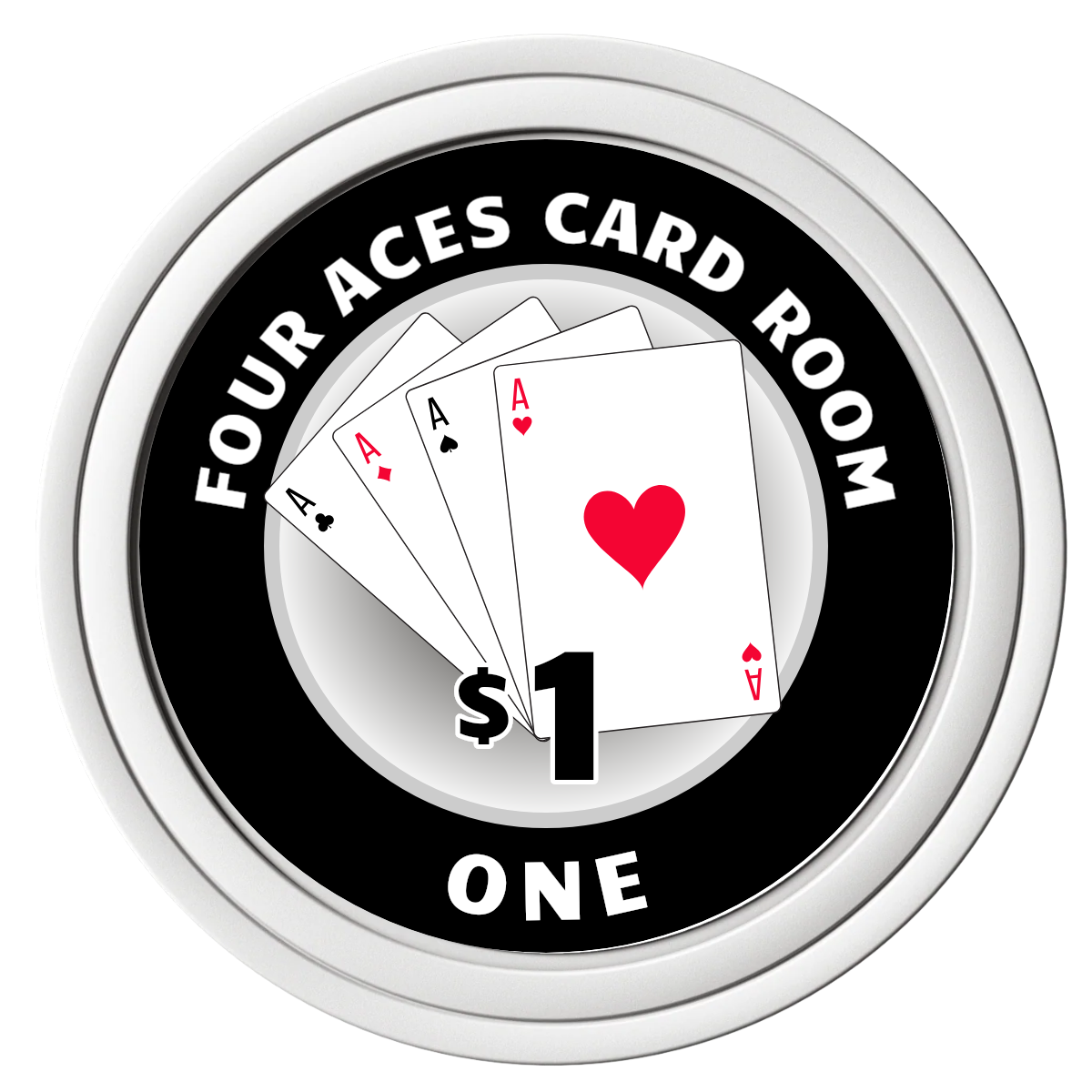 4 Aces Poker Room Composite Poker Chips - White / Solid - Front