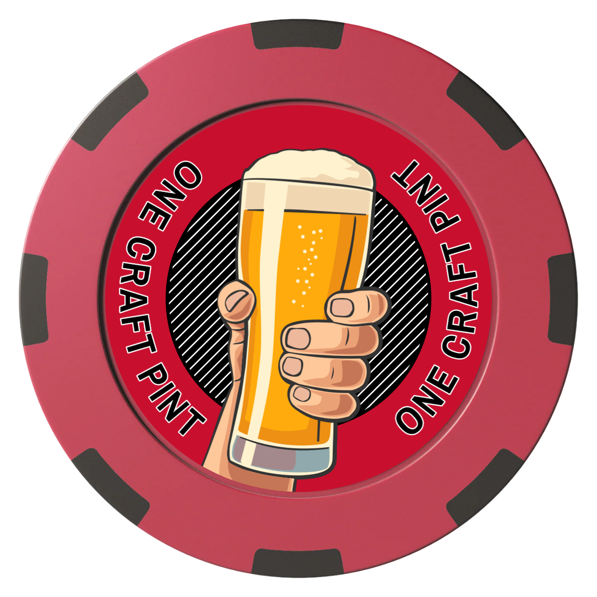 Drink On Us Clay Poker Chips - Red / 8 Spot (2 Tone) / 40mm - Front