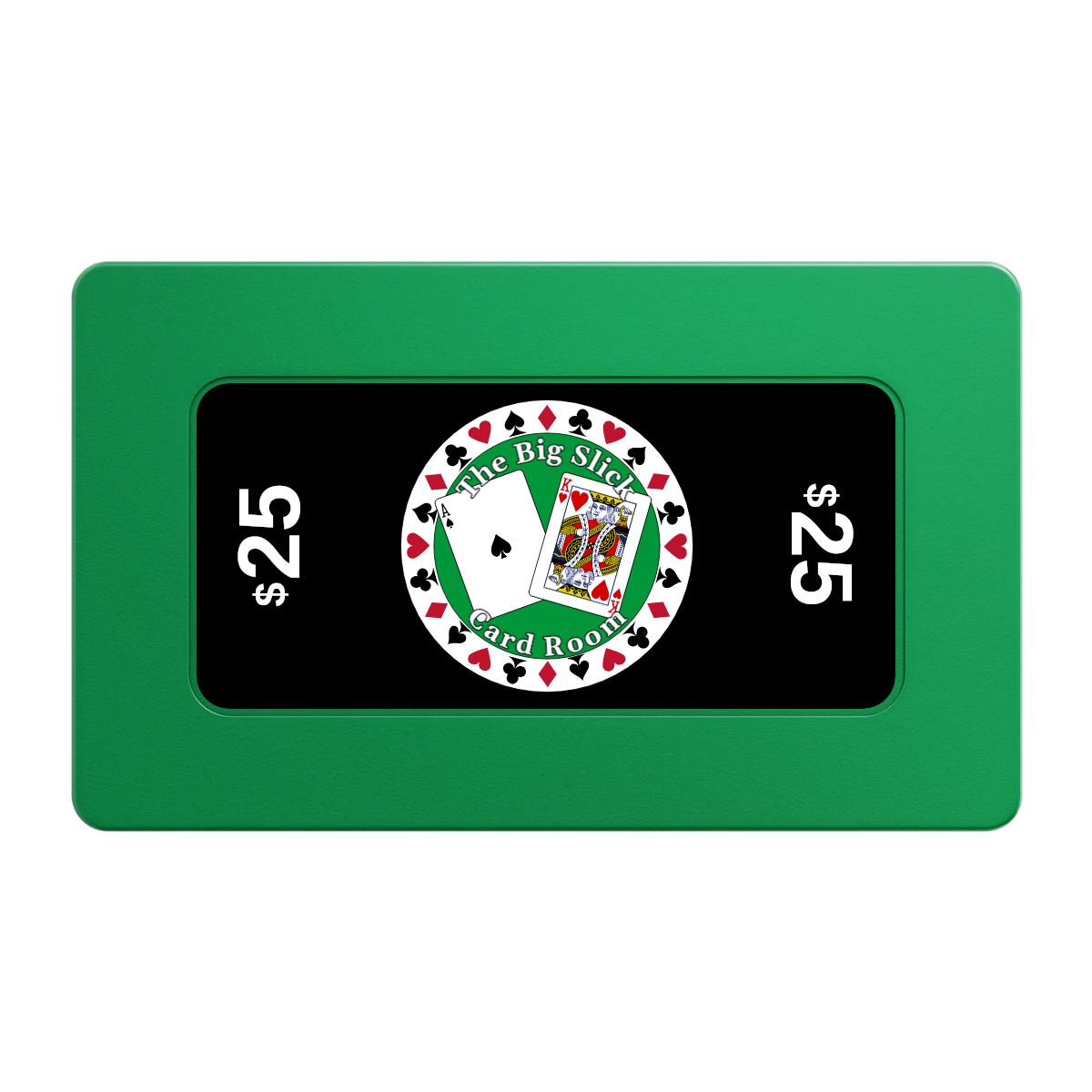 AK Big Slick Rectangular Poker Chip Plaques - Green - Front