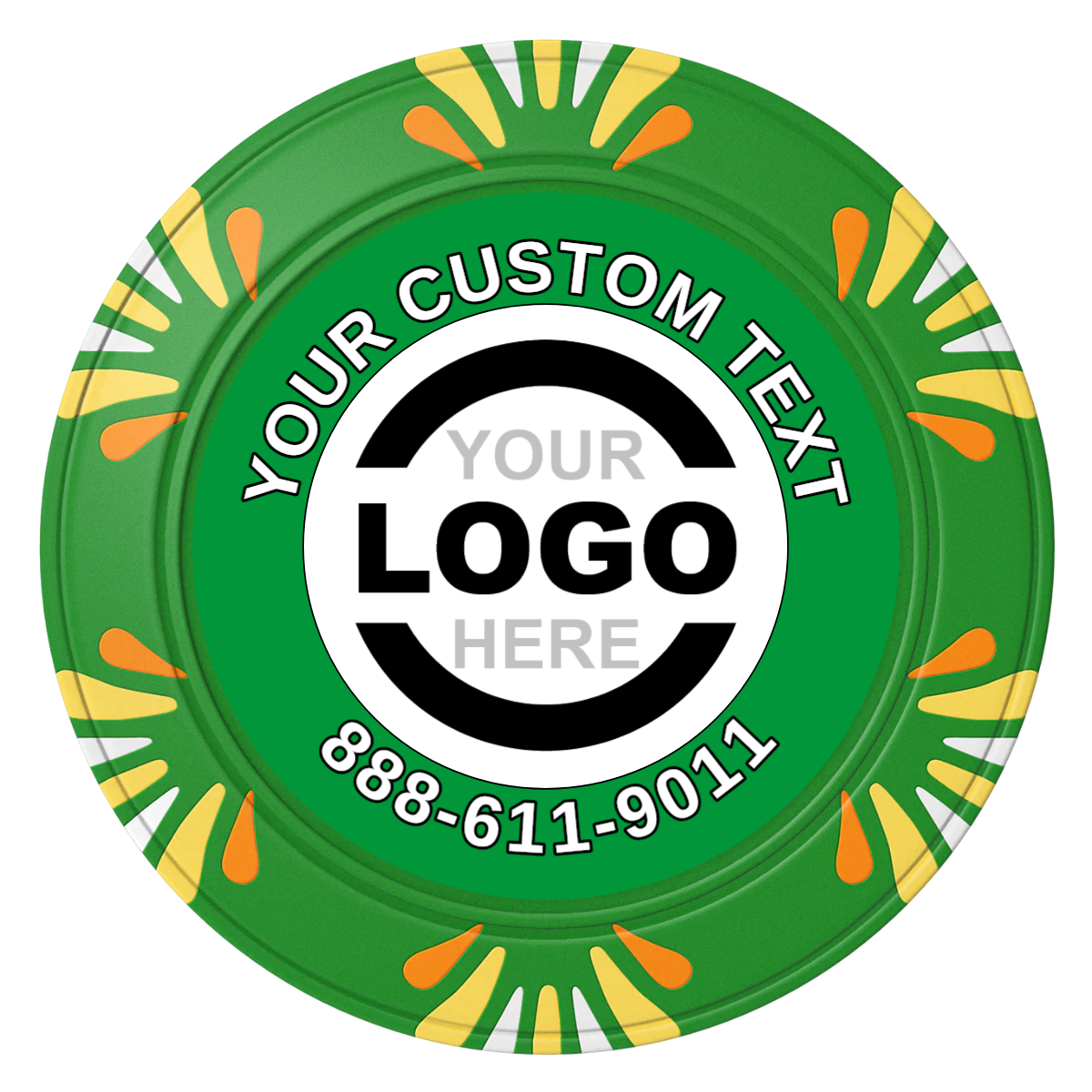 Branded Logo Clay Poker Chips - Green / Macau / 40mm - Front