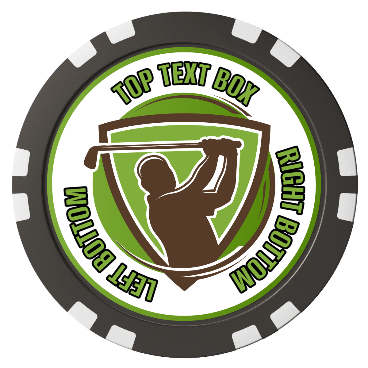 The Golfer Composite Poker Chips - Black / Double Stripe - Front