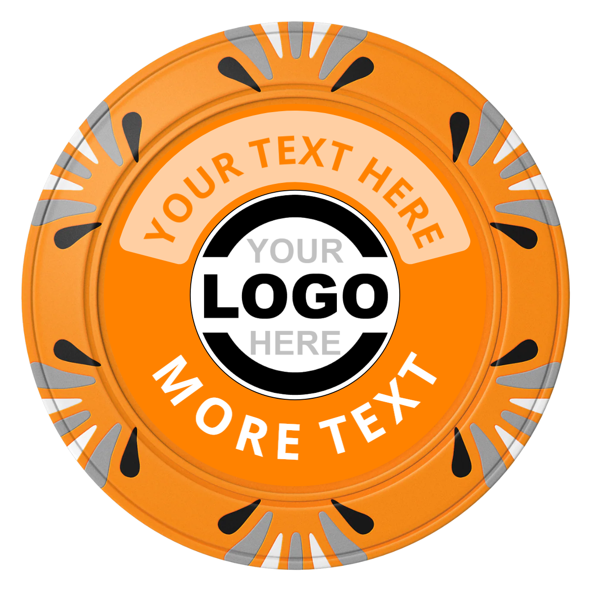 Two Tone Logo Clay Poker Chips - Orange / Macau / 40mm - Front