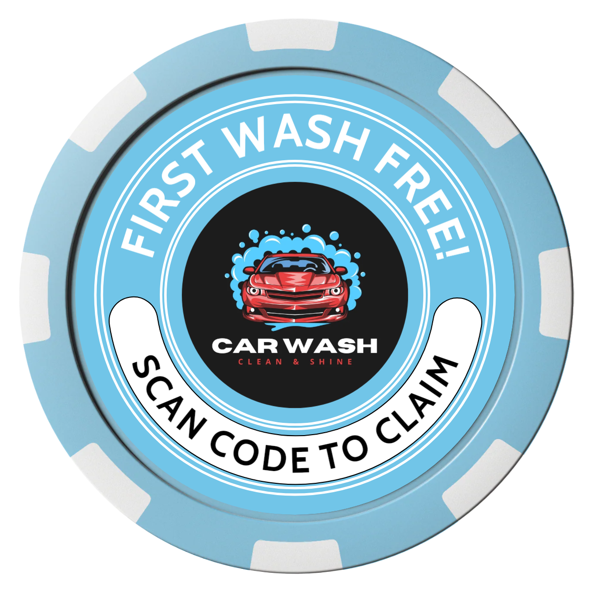 Car Wash Promotion Composite Poker Chips - Light Blue / 8 Spot - Front