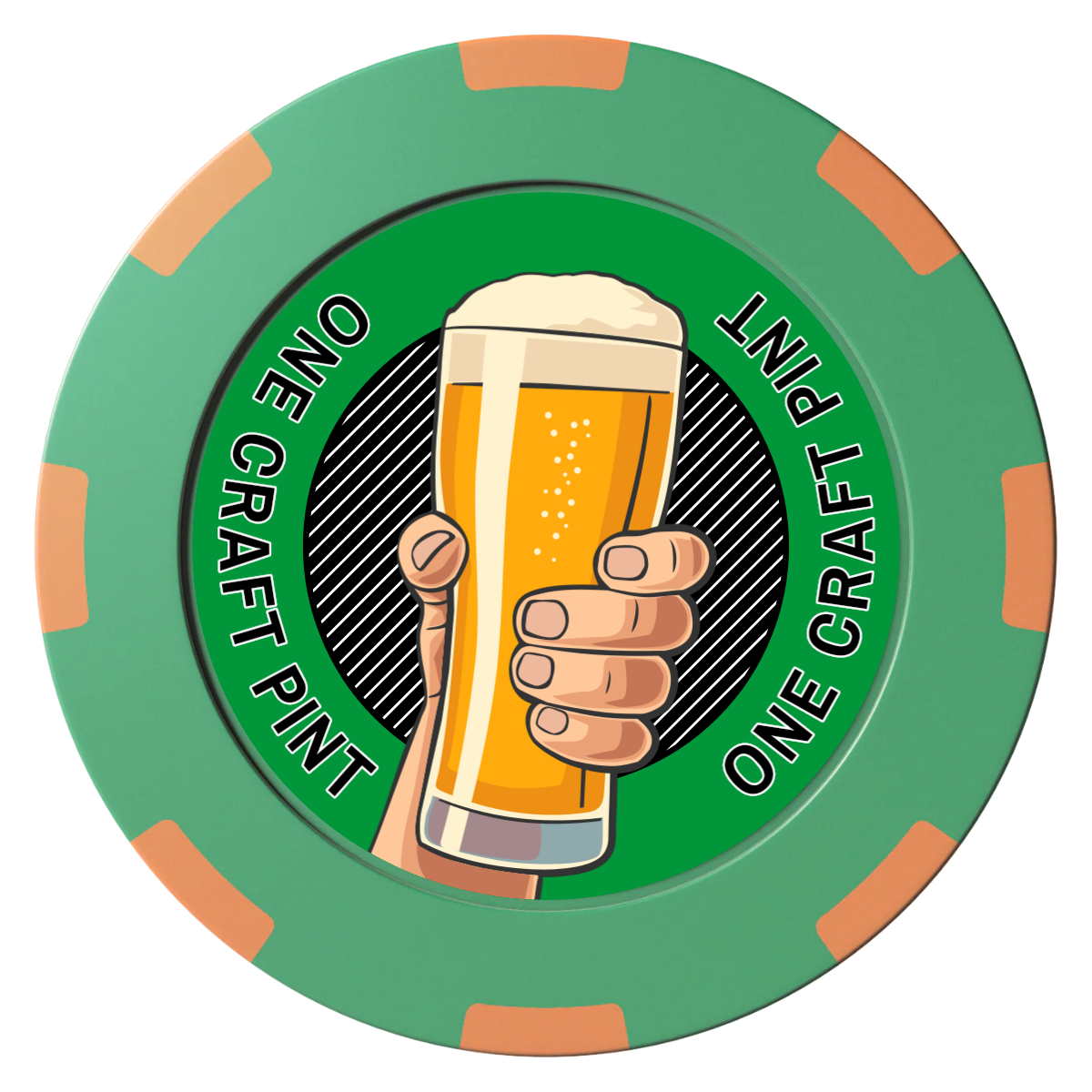 Drink On Us Clay Poker Chips - Green / 8 Spot (2 Tone) / 40mm - Front