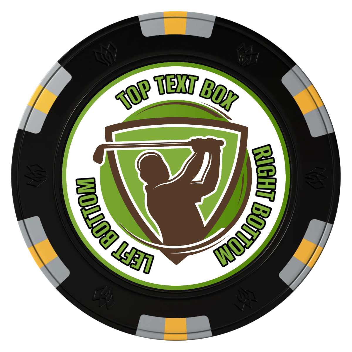 The Golfer Clay Poker Chips - Black / 6 Spot Gem / 40mm - Front