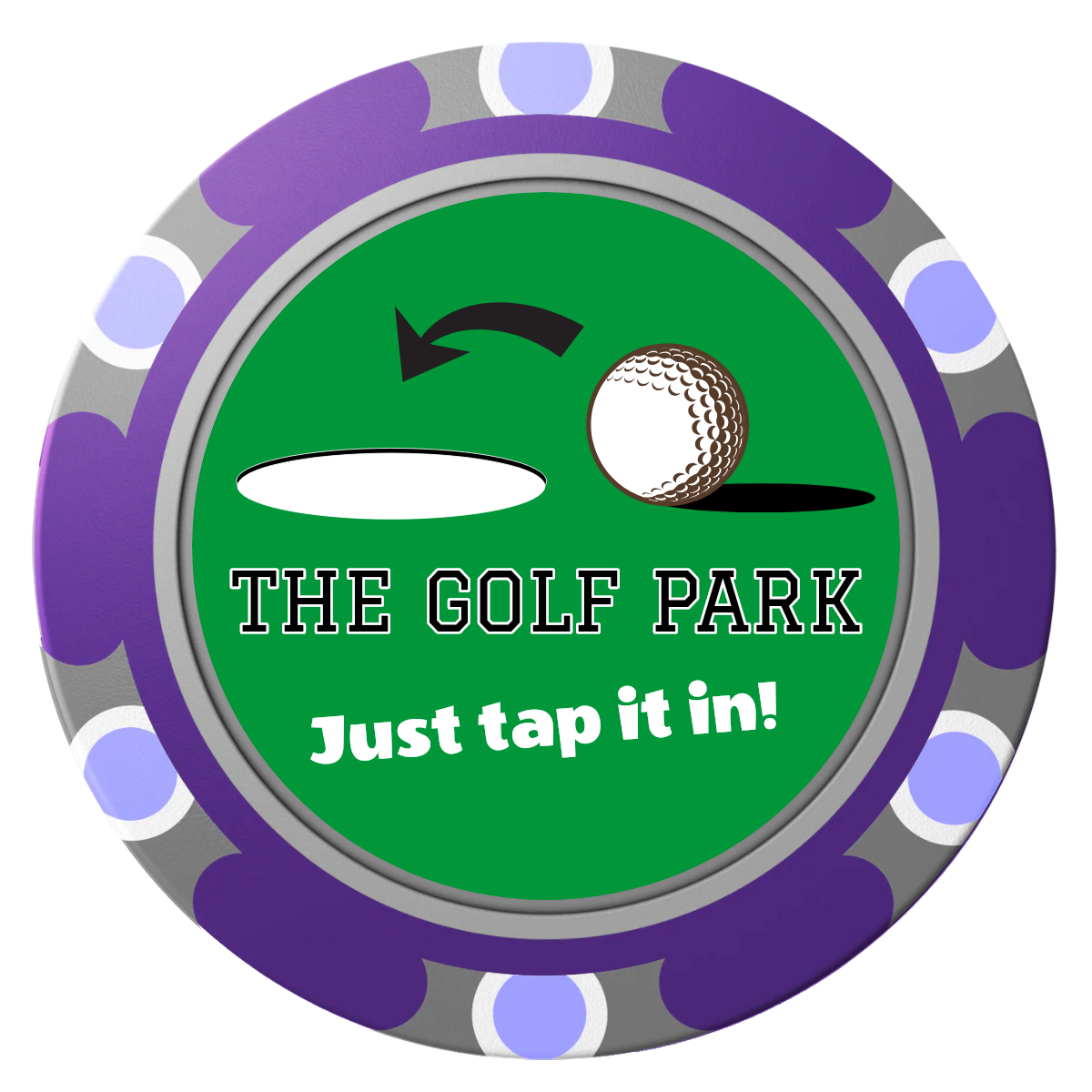 Golf Slogan Clay Poker Chips - Purple / Monte Carlo / 40mm - Front