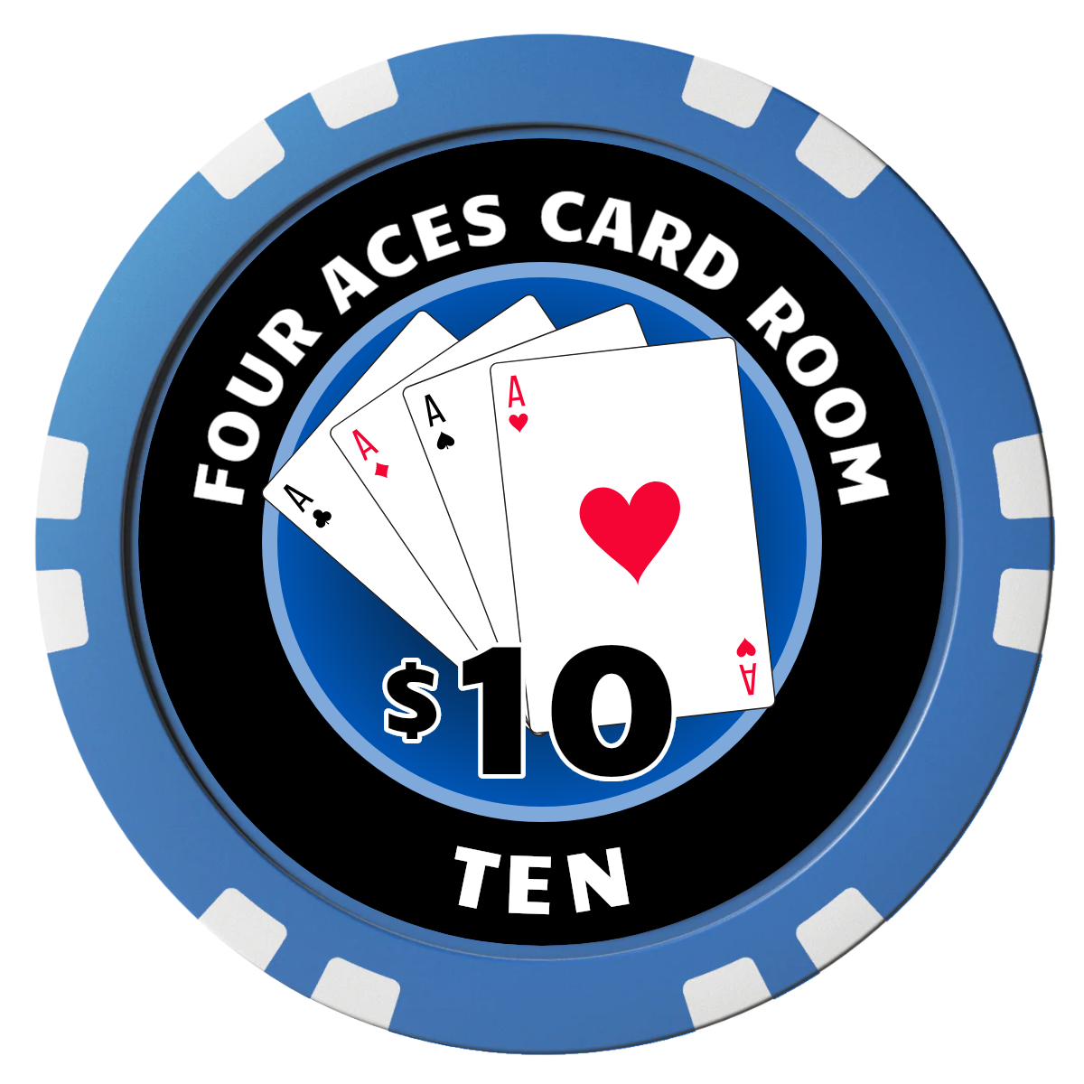 4 Aces Poker Room Composite Poker Chips - Blue / Double Stripe - Back