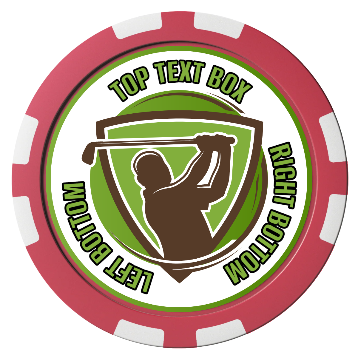 The Golfer Composite Poker Chips - Red / 8 Stripe - Front