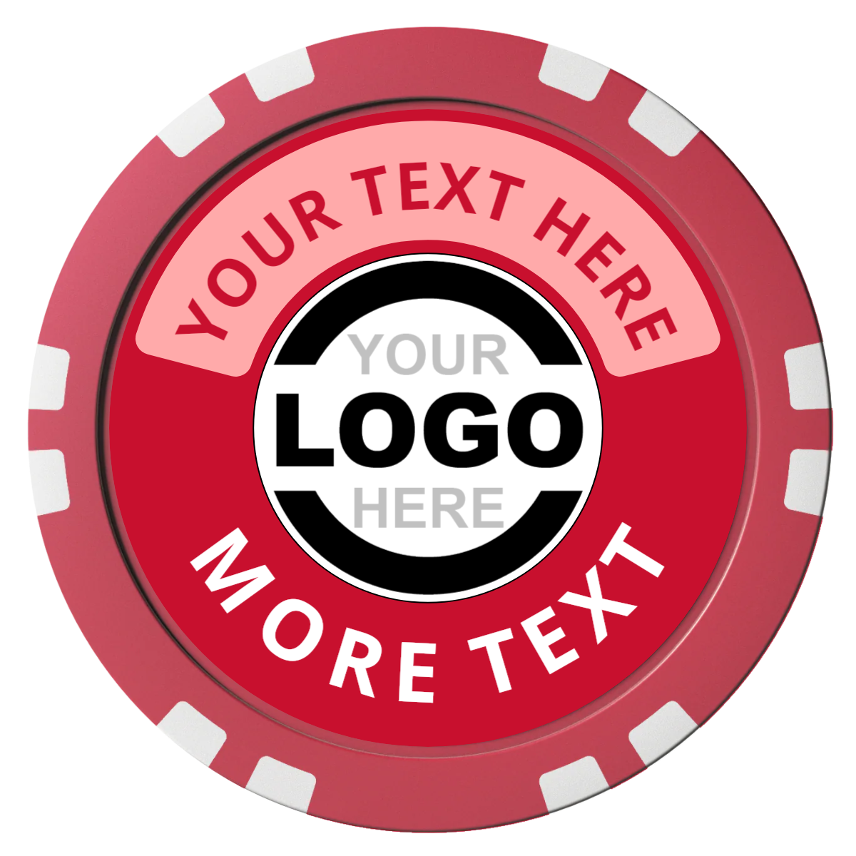 Two Tone Logo Composite Poker Chips - Red / Double Stripe - Front