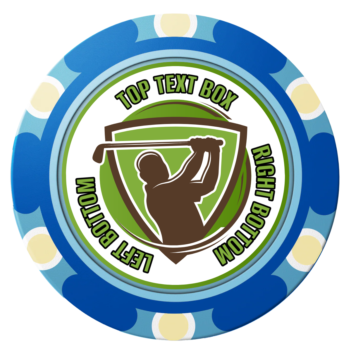 The Golfer Clay Poker Chips - Blue / Monte Carlo / 40mm - Front