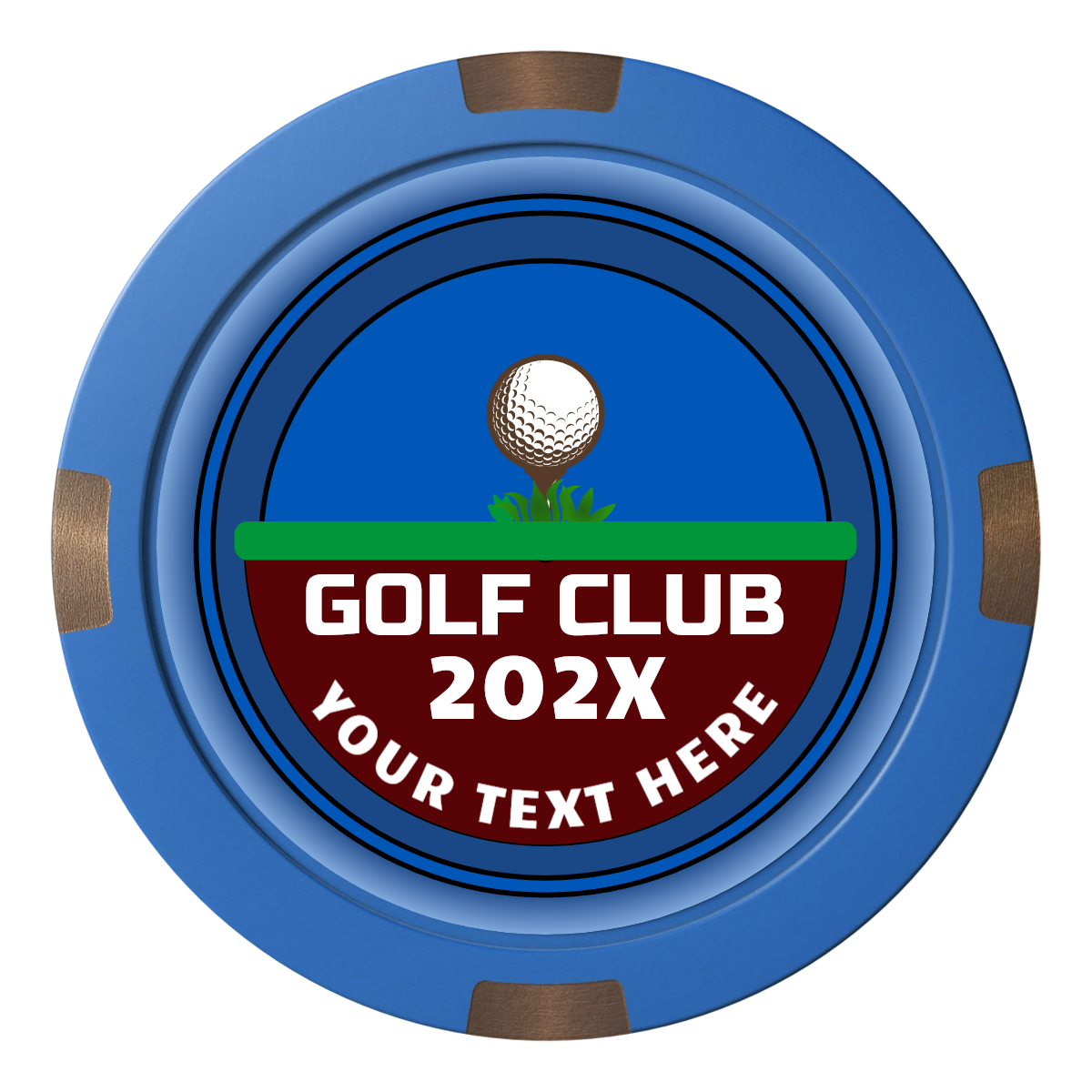 Teed Up Composite & Metal Hybrid Poker Chips - Blue - Back