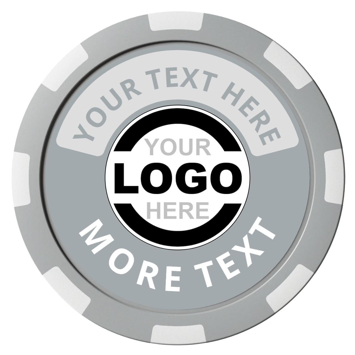 Two Tone Logo Composite Poker Chips - Gray / 8 Spot - Front