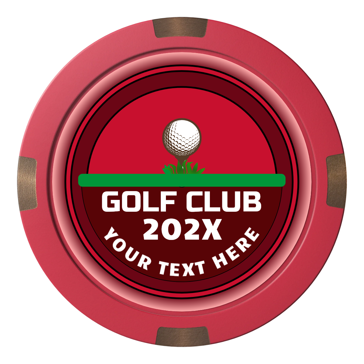 Teed Up Composite & Metal Hybrid Poker Chips - Red - Front