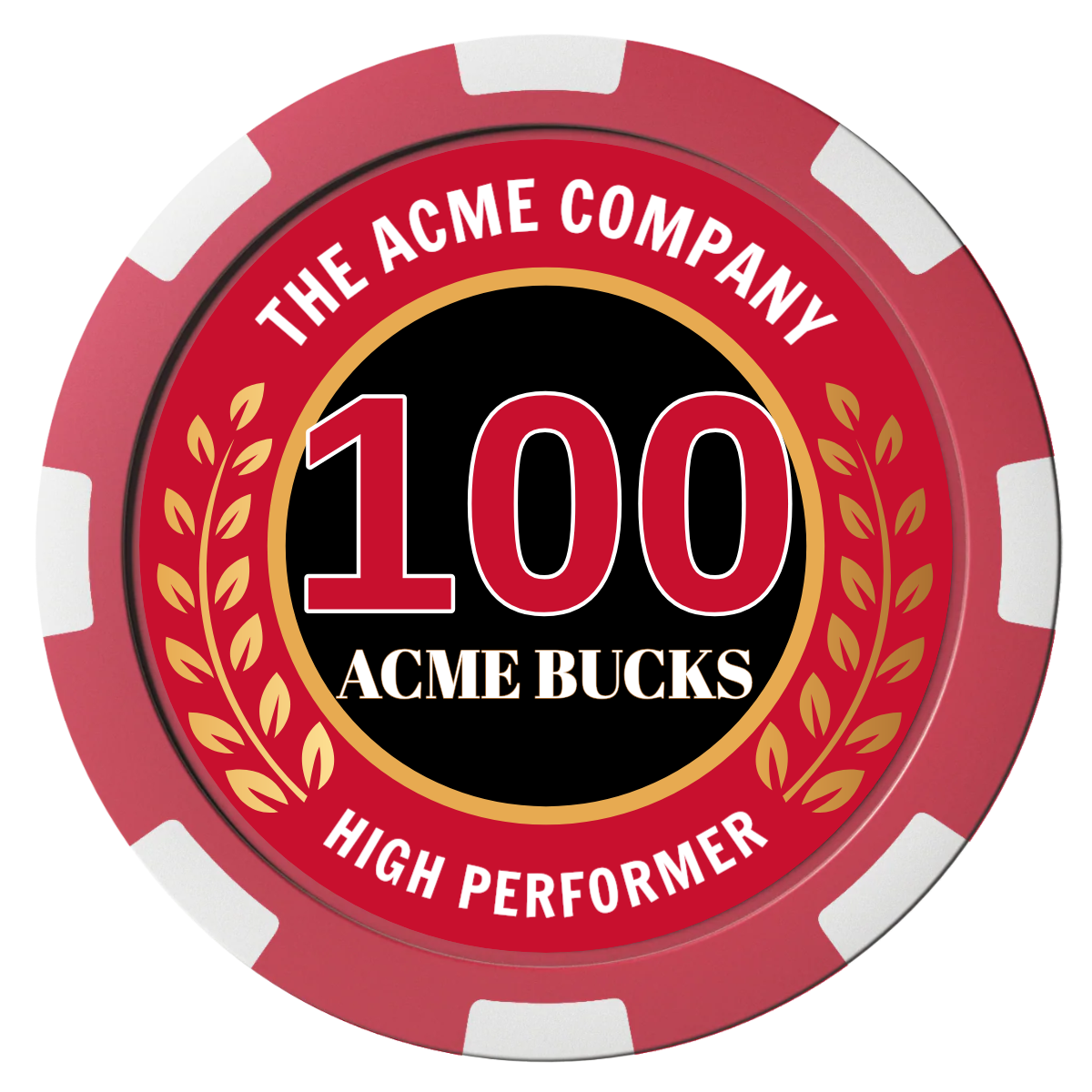 Achievement Wreath Composite Poker Chips - Red / 8 Spot - Front