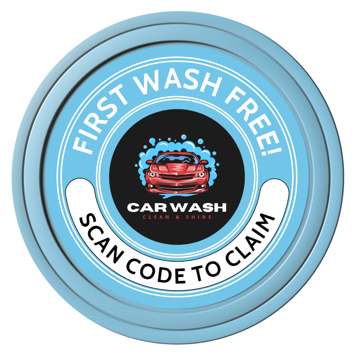 Car Wash Promotion Composite Poker Chips - Light Blue / Solid - Front