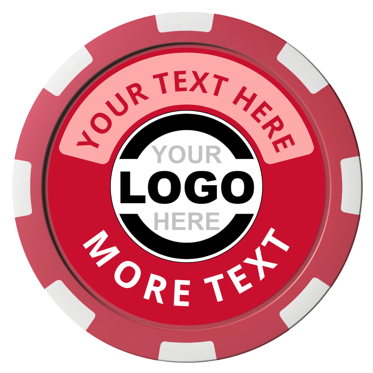 Two Tone Logo Composite Poker Chips - Red / 8 Spot - Front