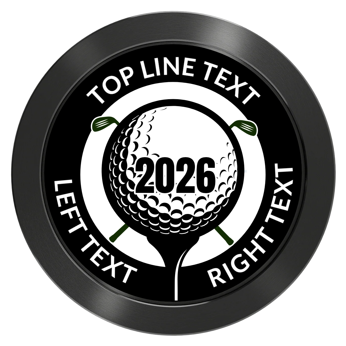 Tee it up Aluminum Poker Chips - Black - Front