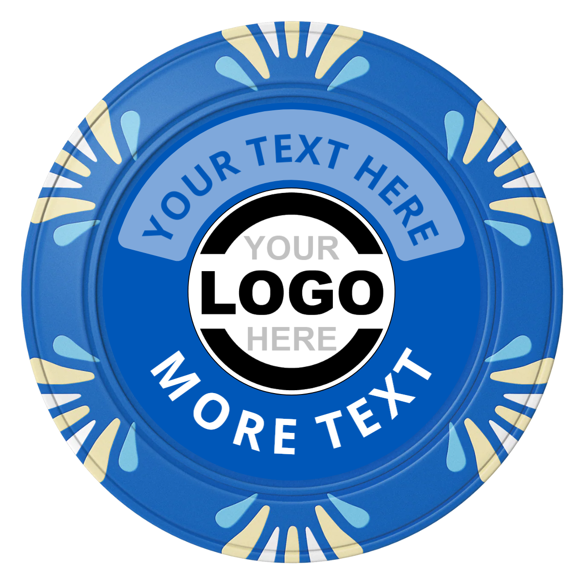 Two Tone Logo Clay Poker Chips - Blue / Macau / 40mm - Back