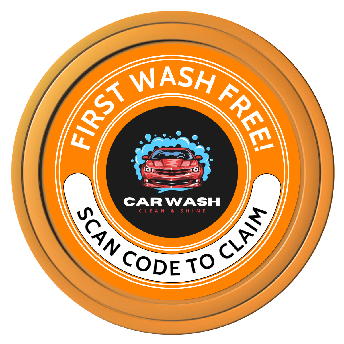 Car Wash Promotion Composite Poker Chips - Orange / Solid - Front