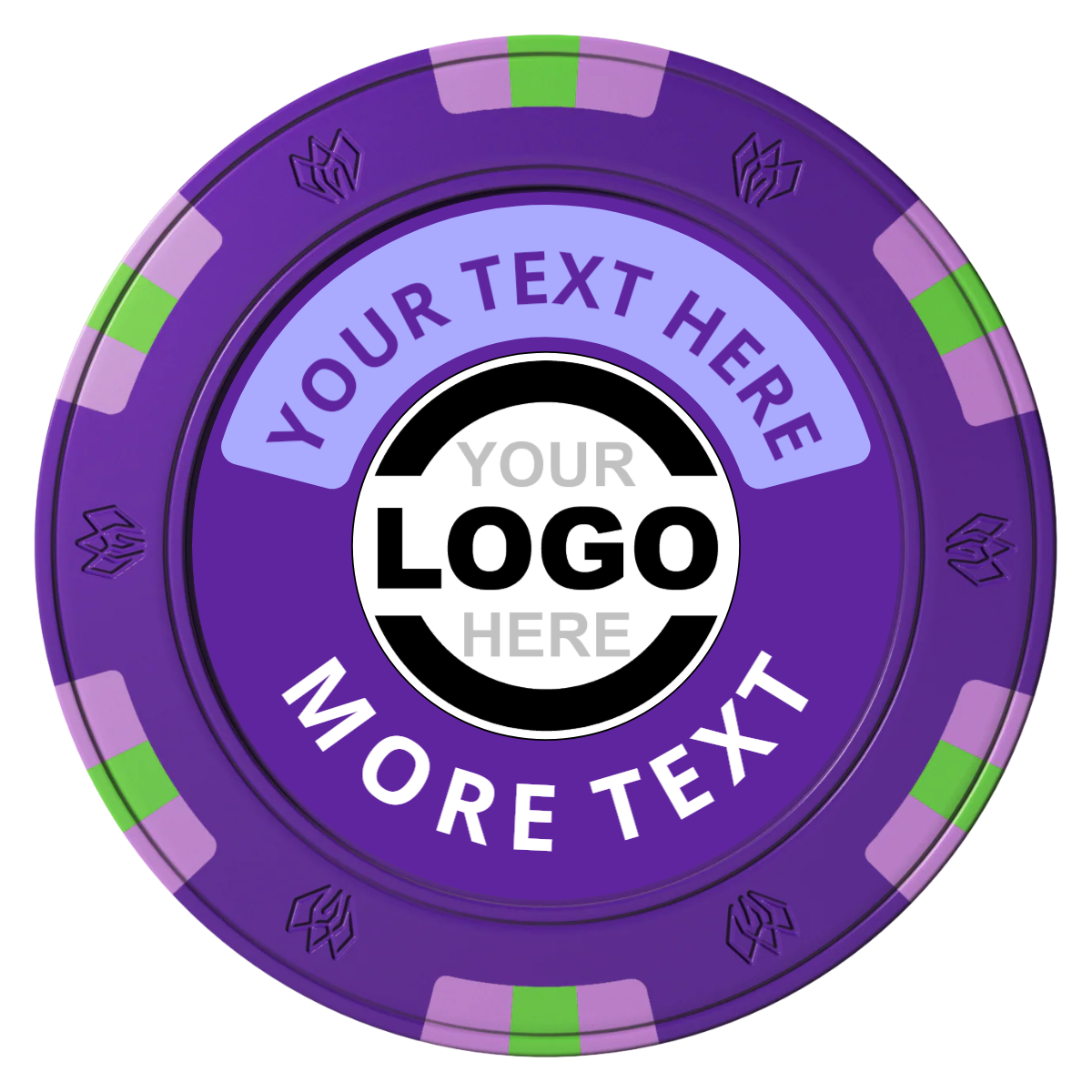 Two Tone Logo Clay Poker Chips - Purple / 6 Spot Gem / 43mm - Front