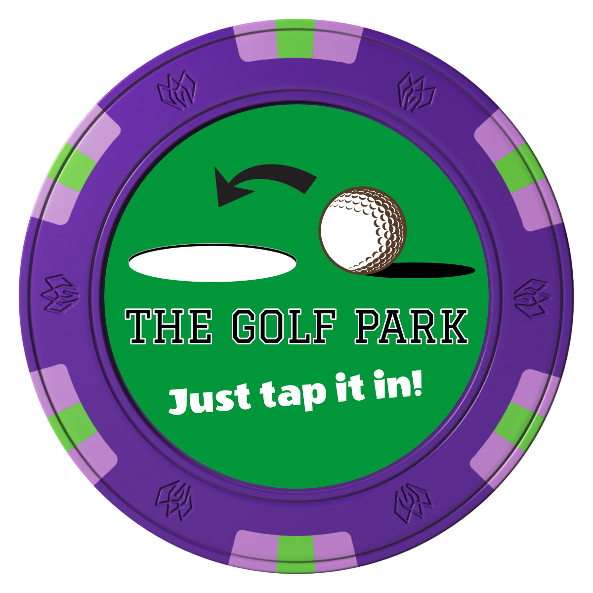 Golf Slogan Clay Poker Chips - Purple / 6 Spot Gem / 40mm - Front