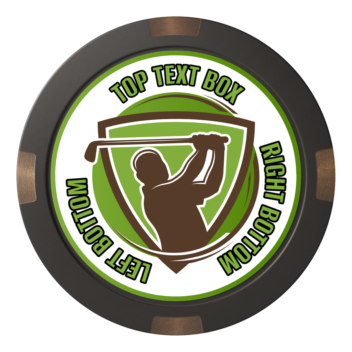 The Golfer Composite & Metal Hybrid Poker Chips - Black - Back