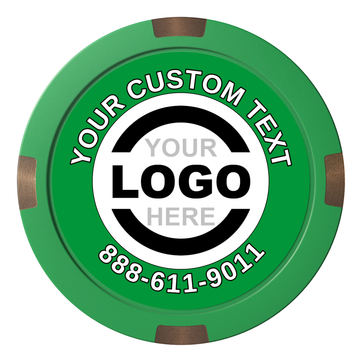 Branded Logo Composite & Metal Hybrid Poker Chips - Green - Front
