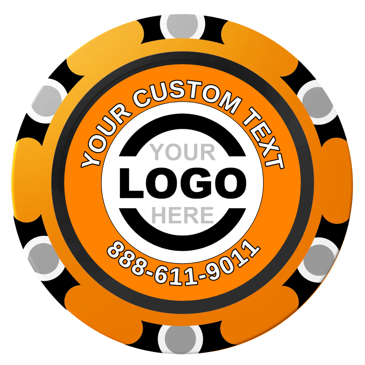 Branded Logo Clay Poker Chips - Orange / Monte Carlo / 40mm - Front