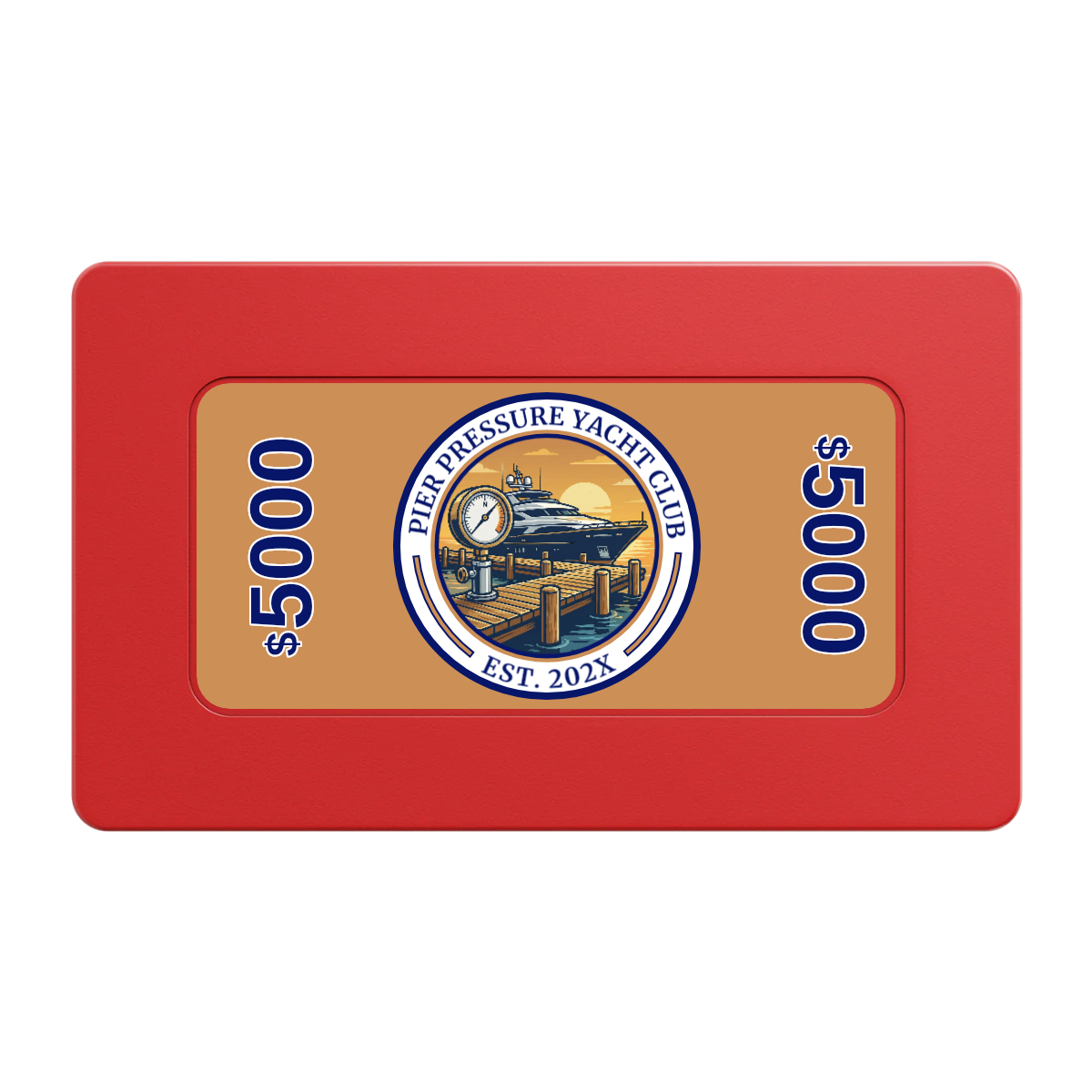 Anchor Down Card Room Rectangular Poker Chip Plaques - Red - Back