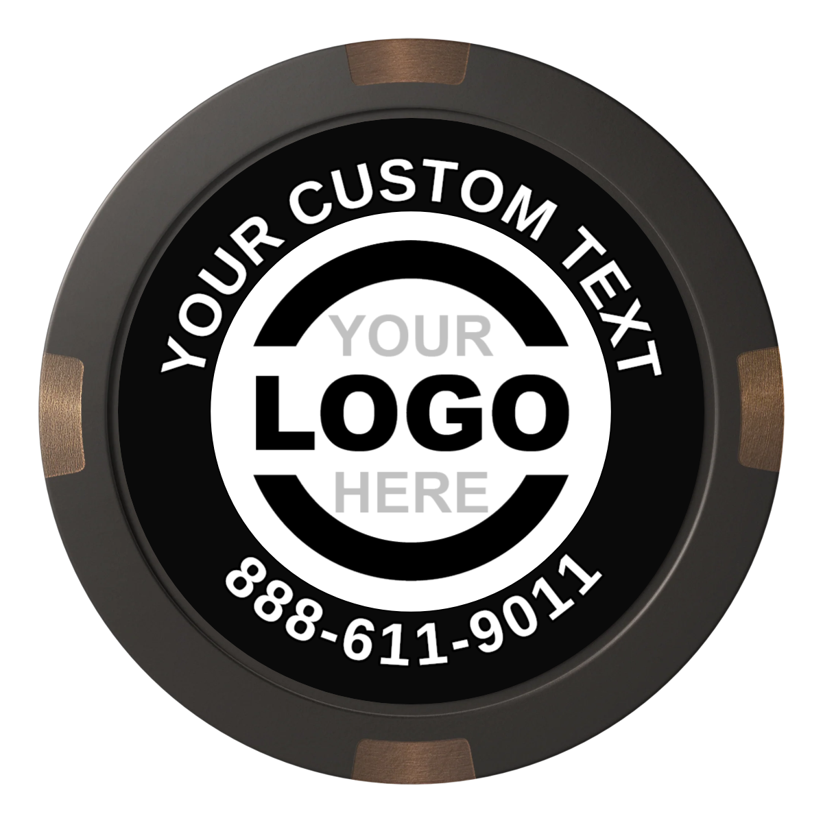 Branded Logo Composite & Metal Hybrid Poker Chips - Black - Back
