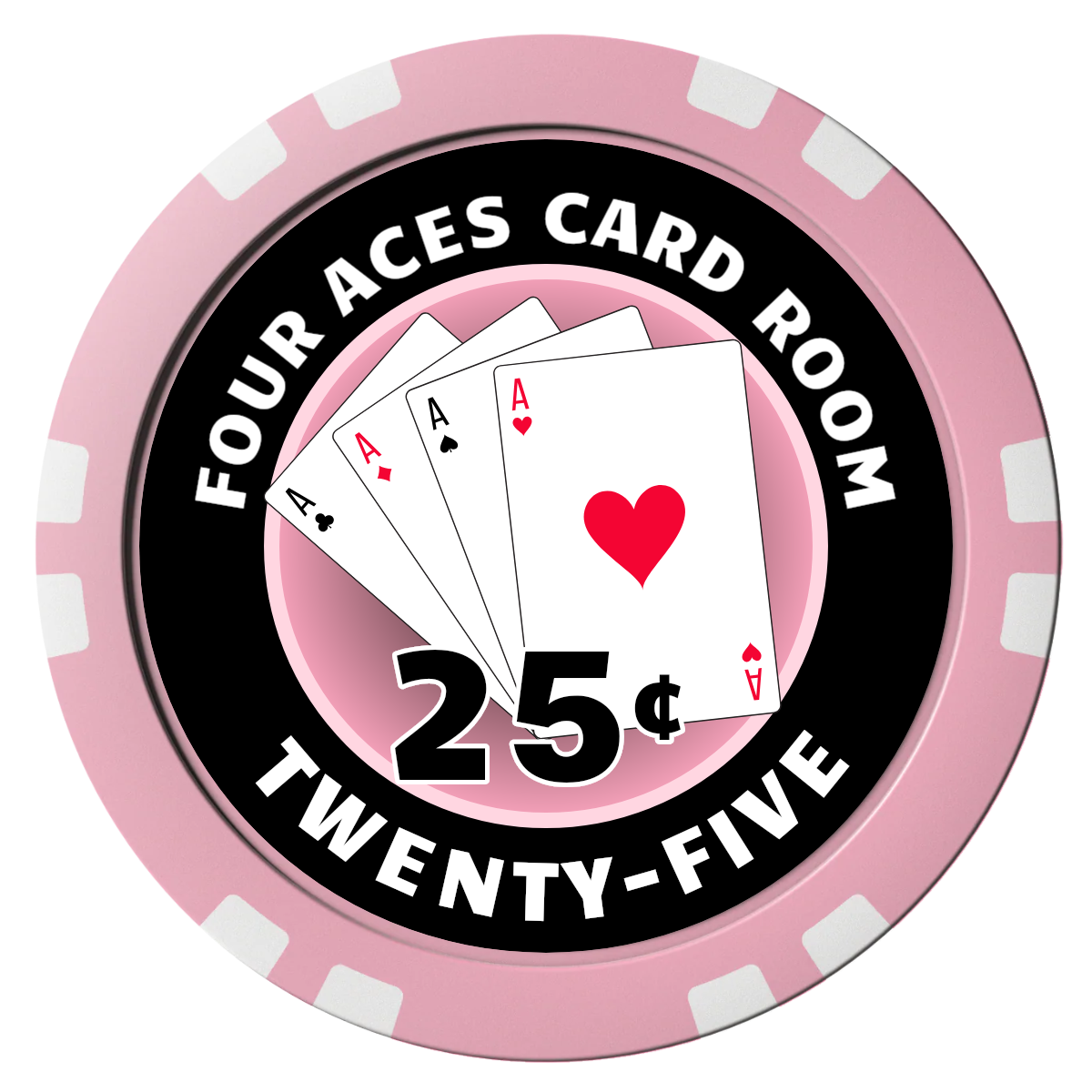 4 Aces Poker Room Composite Poker Chips - Pink / Double Stripe - Front