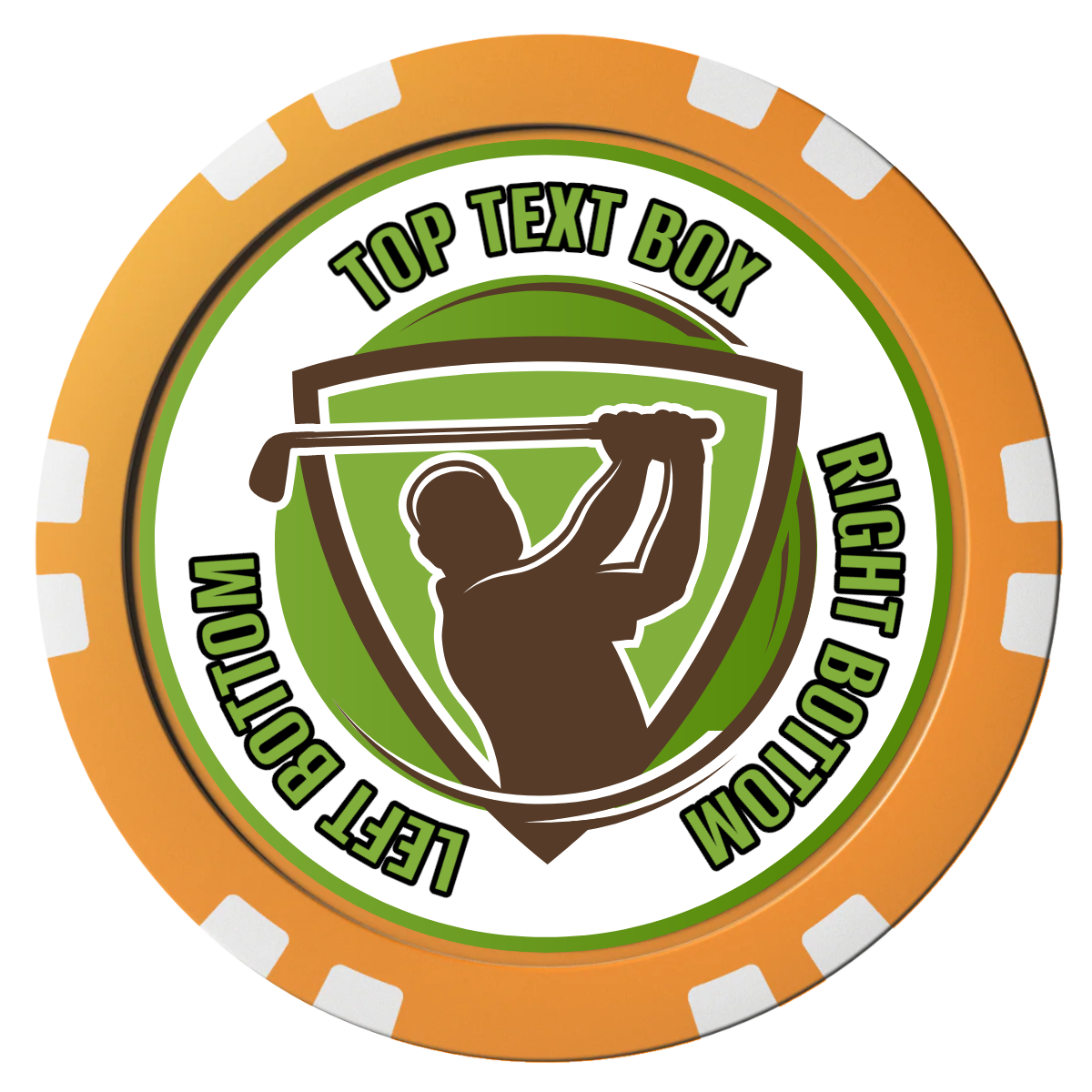 The Golfer Composite Poker Chips - Orange / Double Stripe - Front
