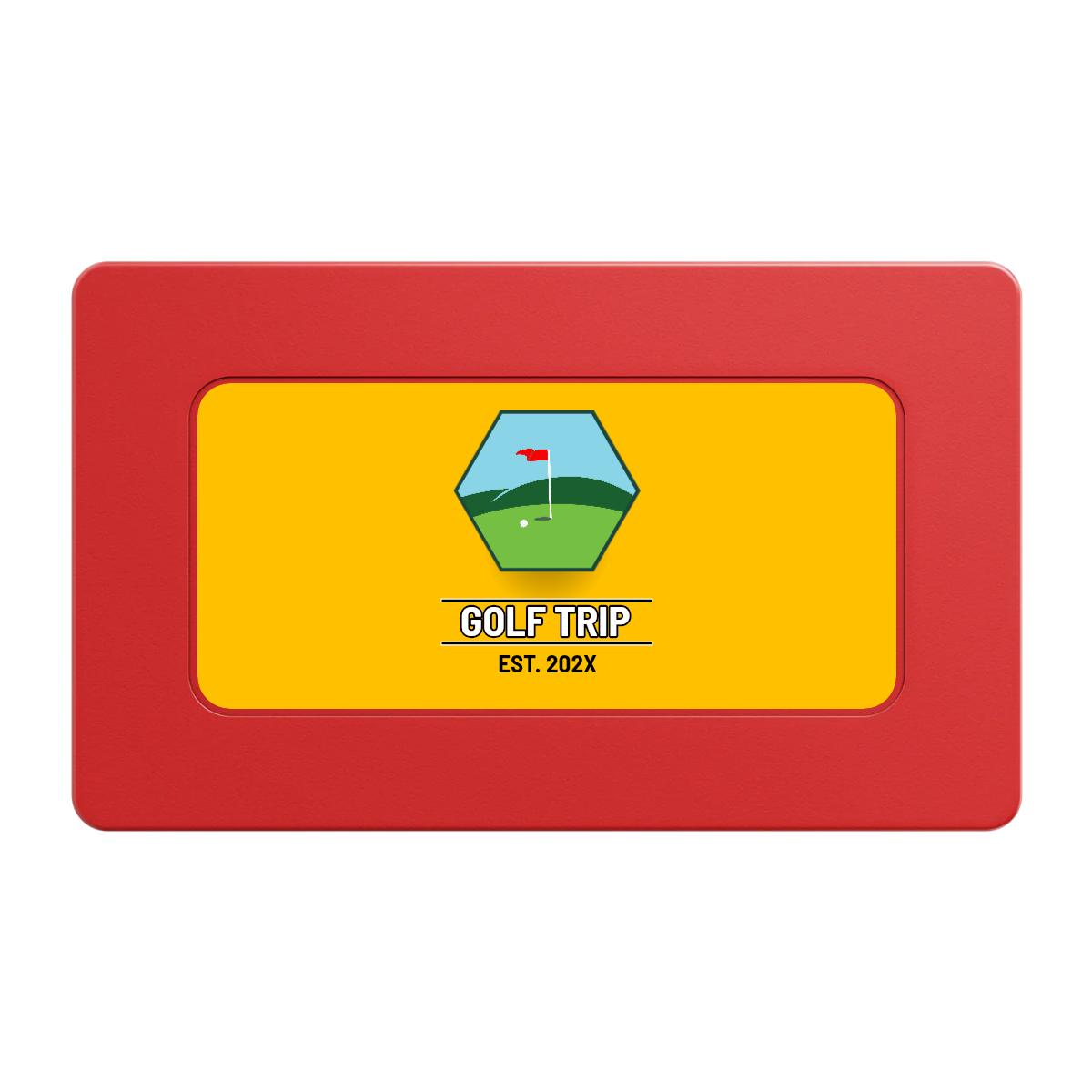 Golf Trip #001 Rectangular Poker Chip Plaques - Red - Back