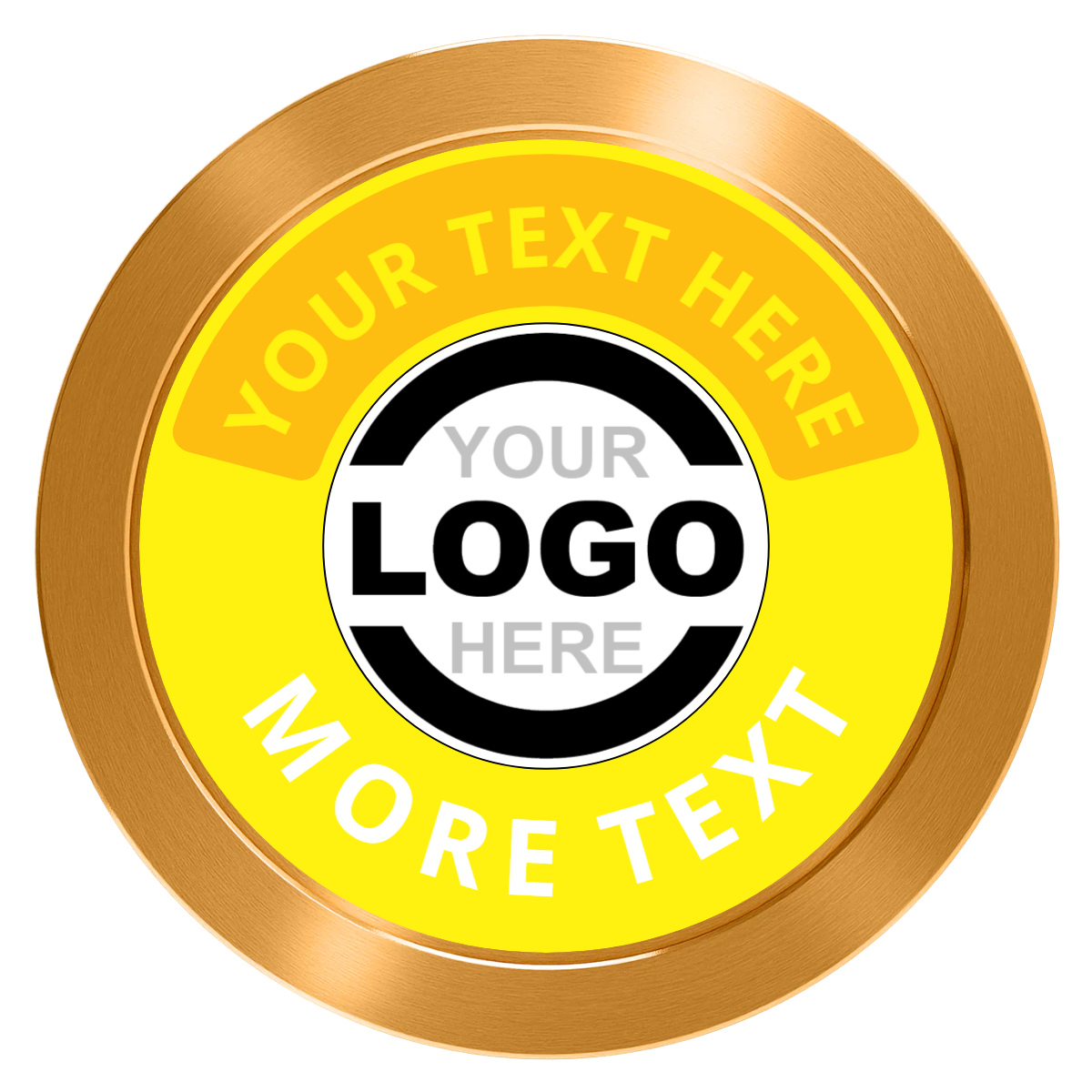 Two Tone Logo Aluminum Poker Chips - Gold - Front