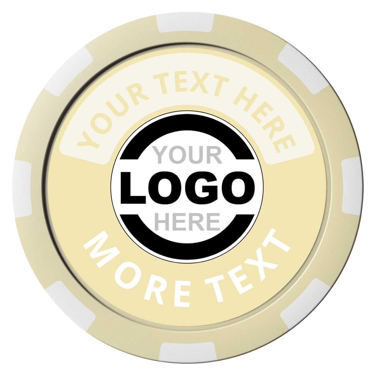 Two Tone Logo Magnetic Composite Poker Chips - Ivory / 8 Spot - Front