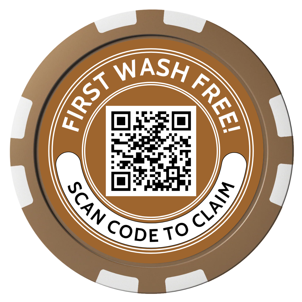 Car Wash Promotion Composite Poker Chips - Brown / 8 Stripe - Back