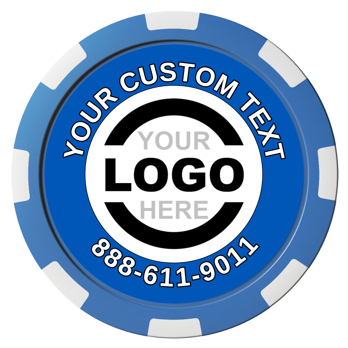 Branded Logo Composite Poker Chips - Blue / 8 Spot - Front