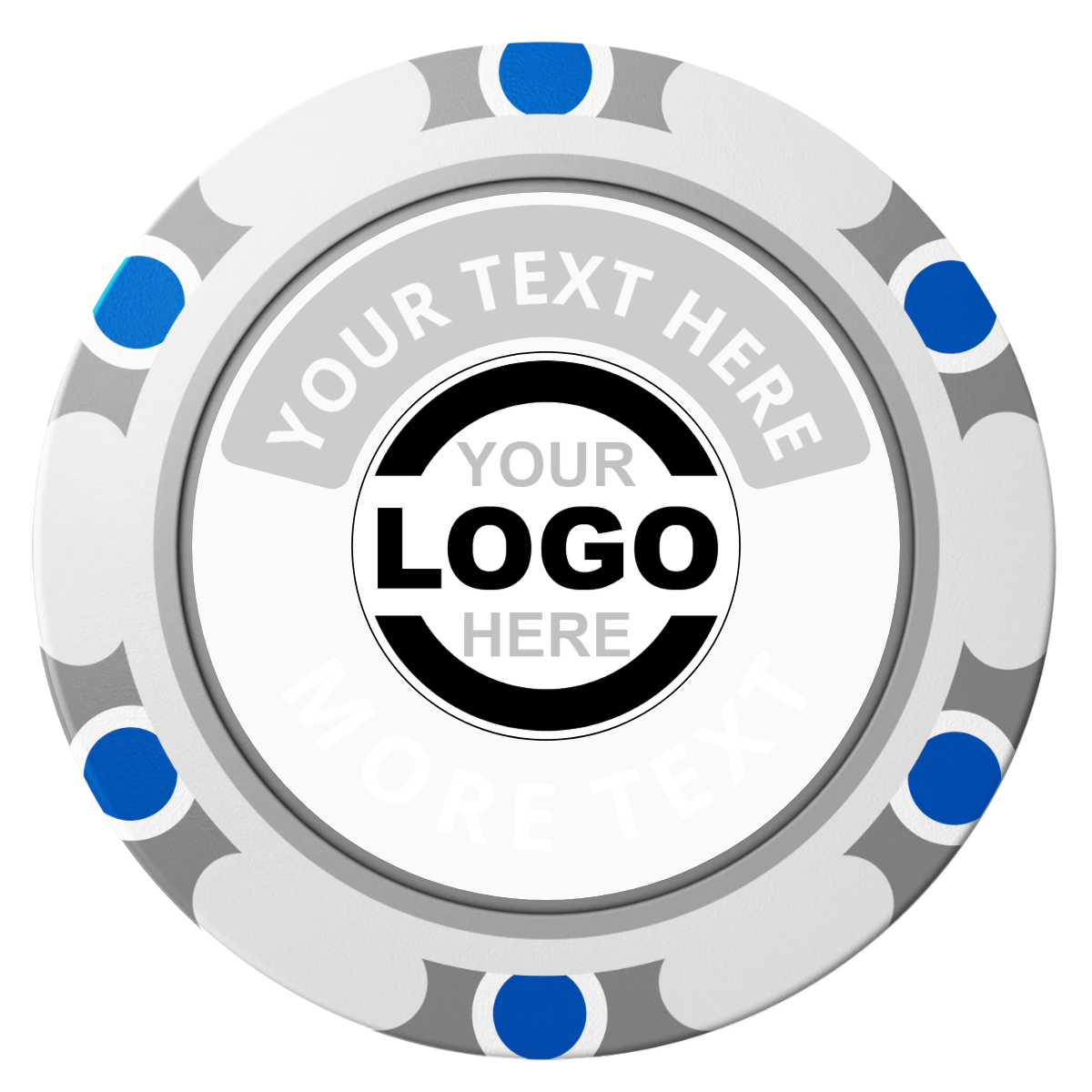 Two Tone Logo Clay Poker Chips - White / Monte Carlo / 40mm - Front