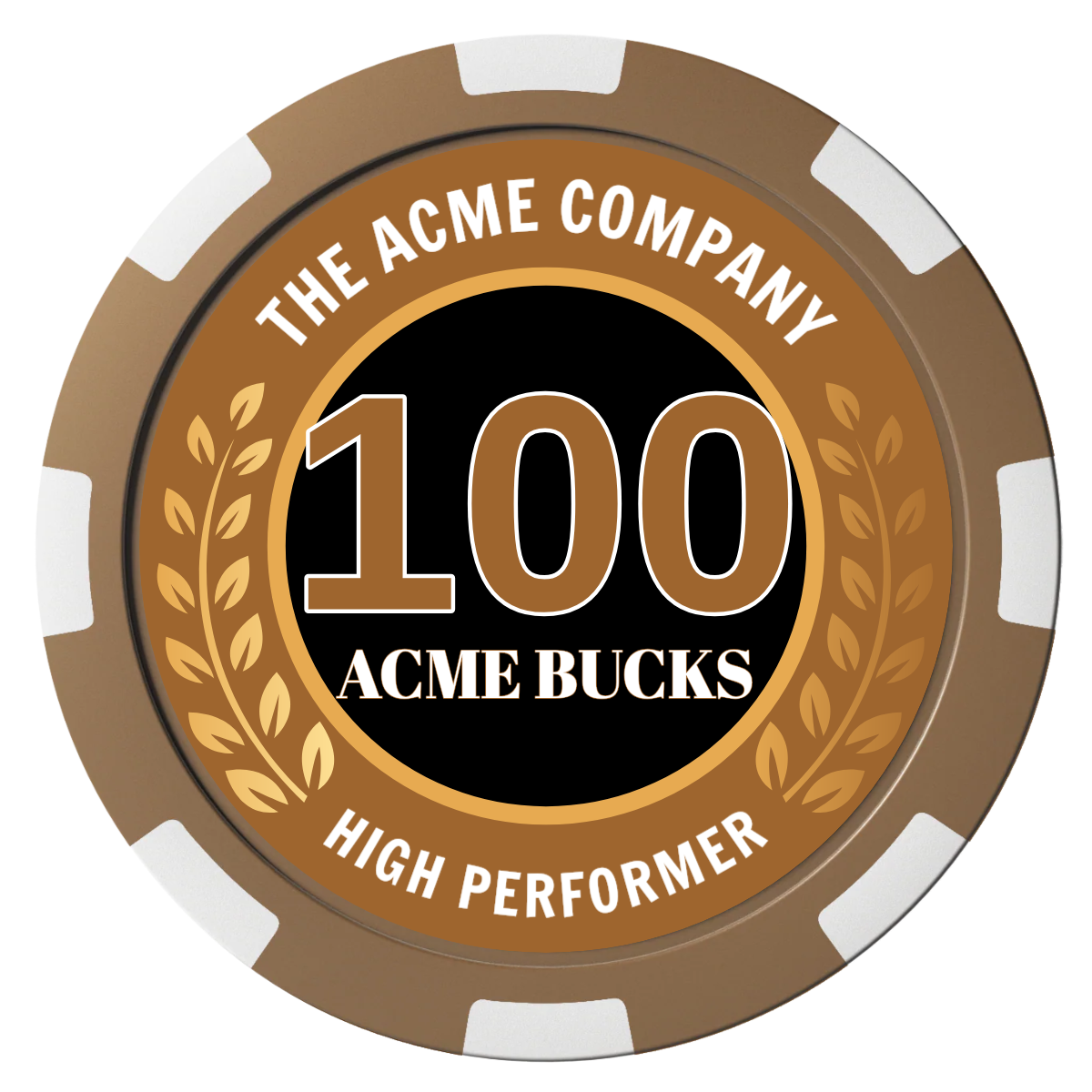 Achievement Wreath Composite Poker Chips - Brown / 8 Spot - Front