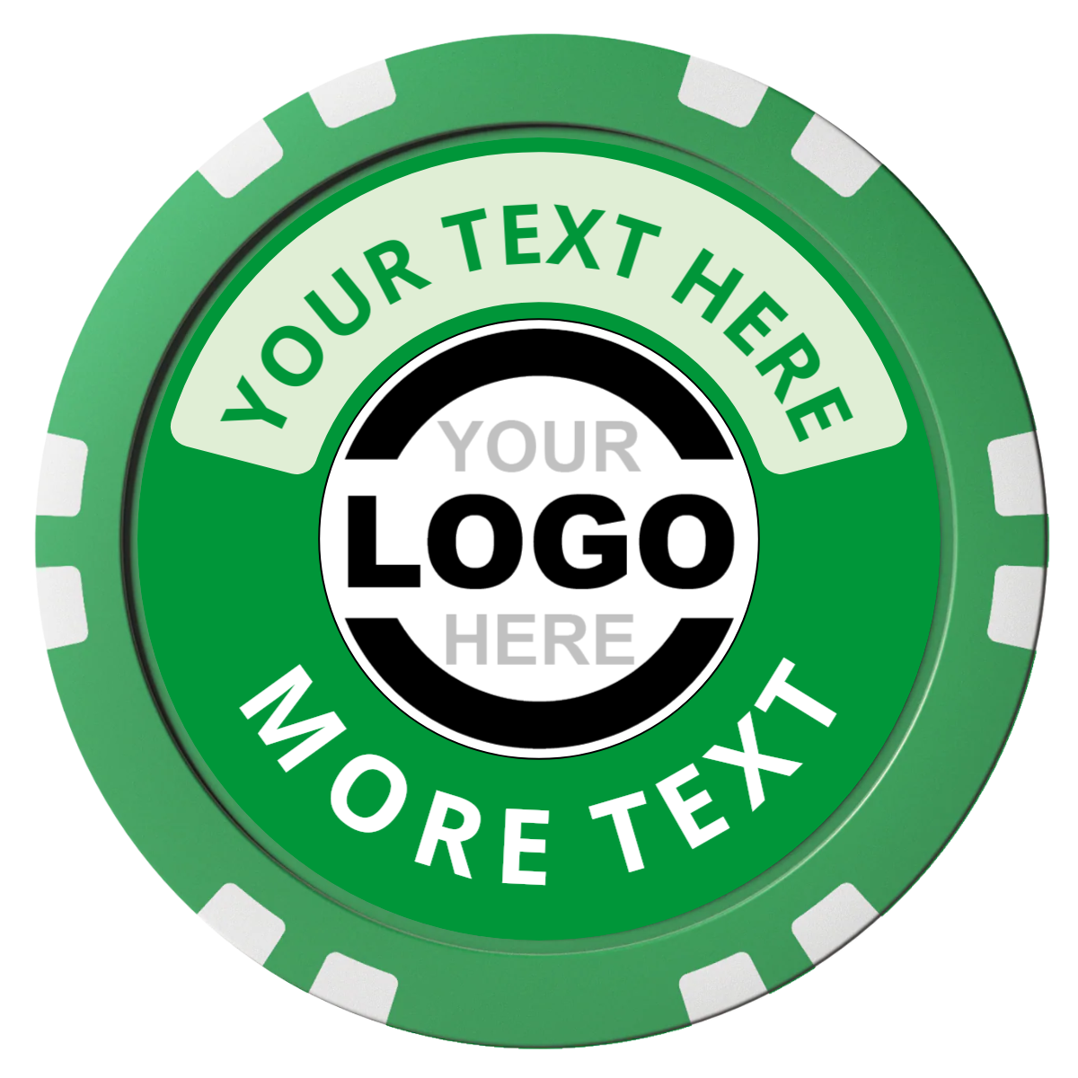 Two Tone Logo Composite Poker Chips - Green / Double Stripe - Front