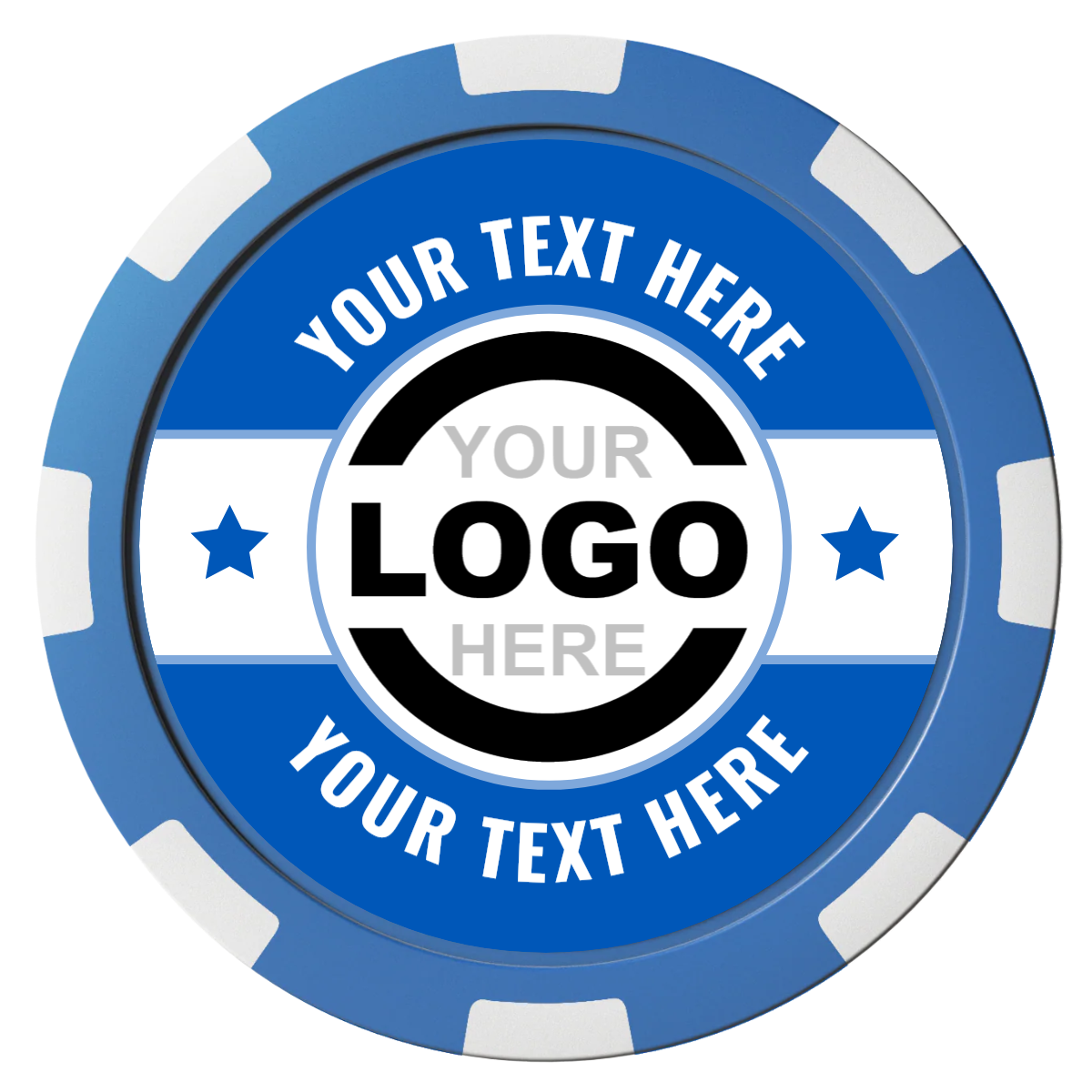 Star Banner Composite Poker Chips - Blue / 8 Spot - Front