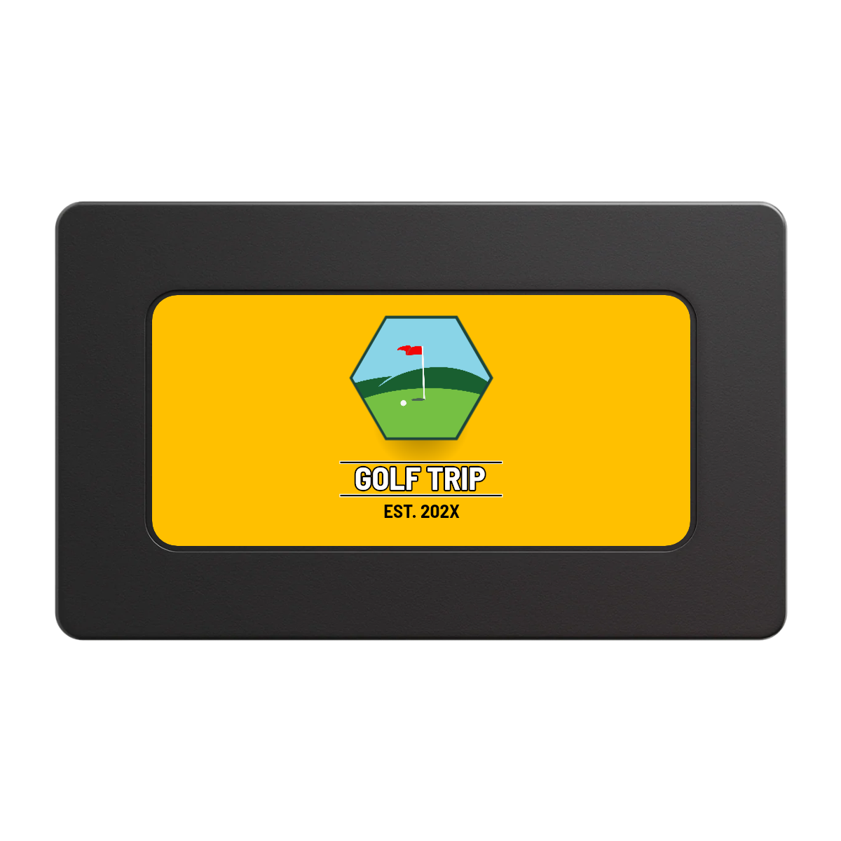 Golf Trip #001 Rectangular Poker Chip Plaques - Black - Front