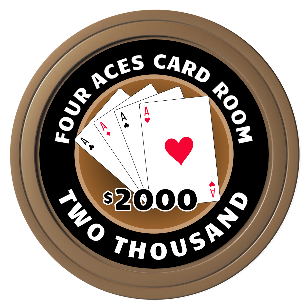 4 Aces Poker Room Composite Poker Chips - Brown / Solid - Front