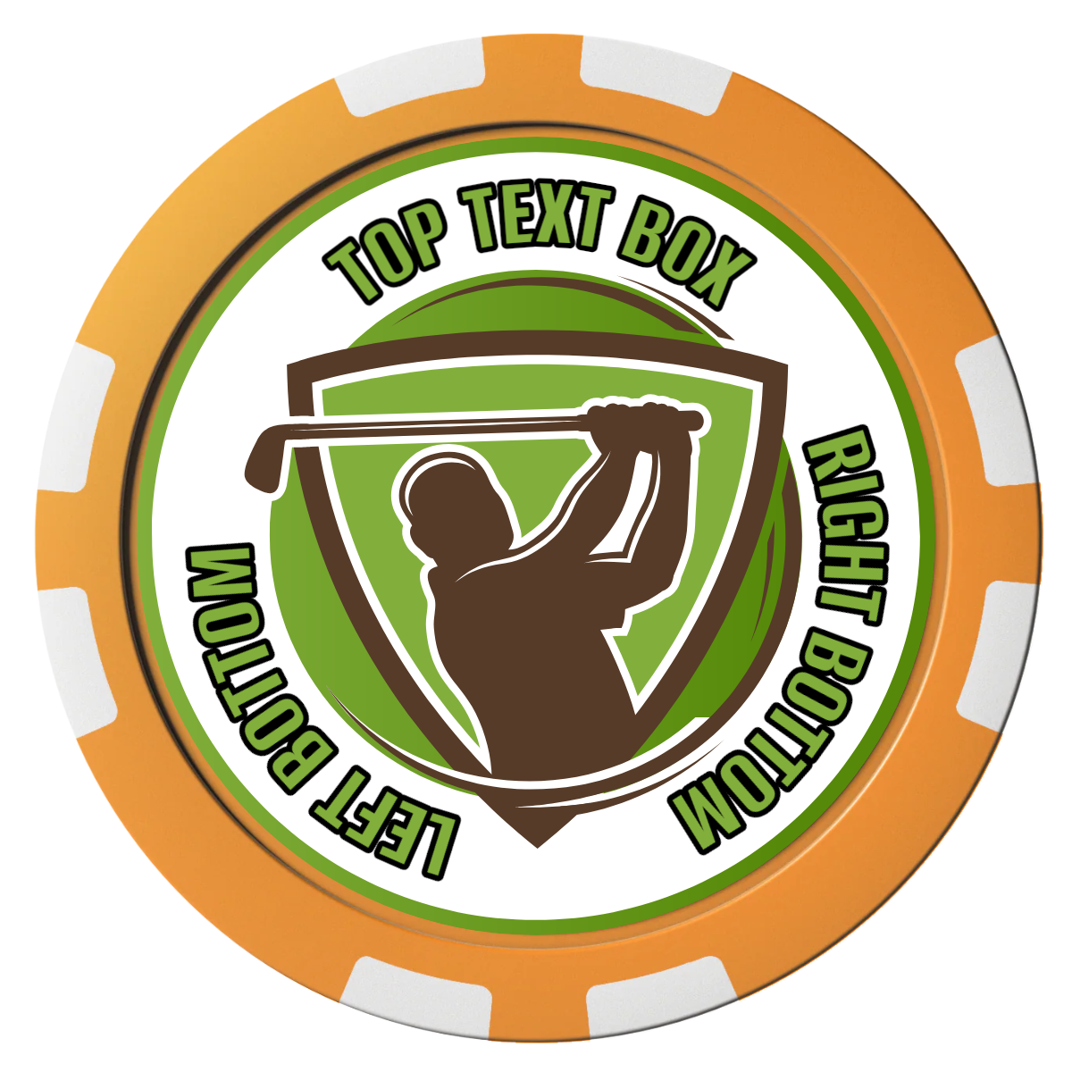 The Golfer Composite Poker Chips - Orange / 8 Stripe - Front