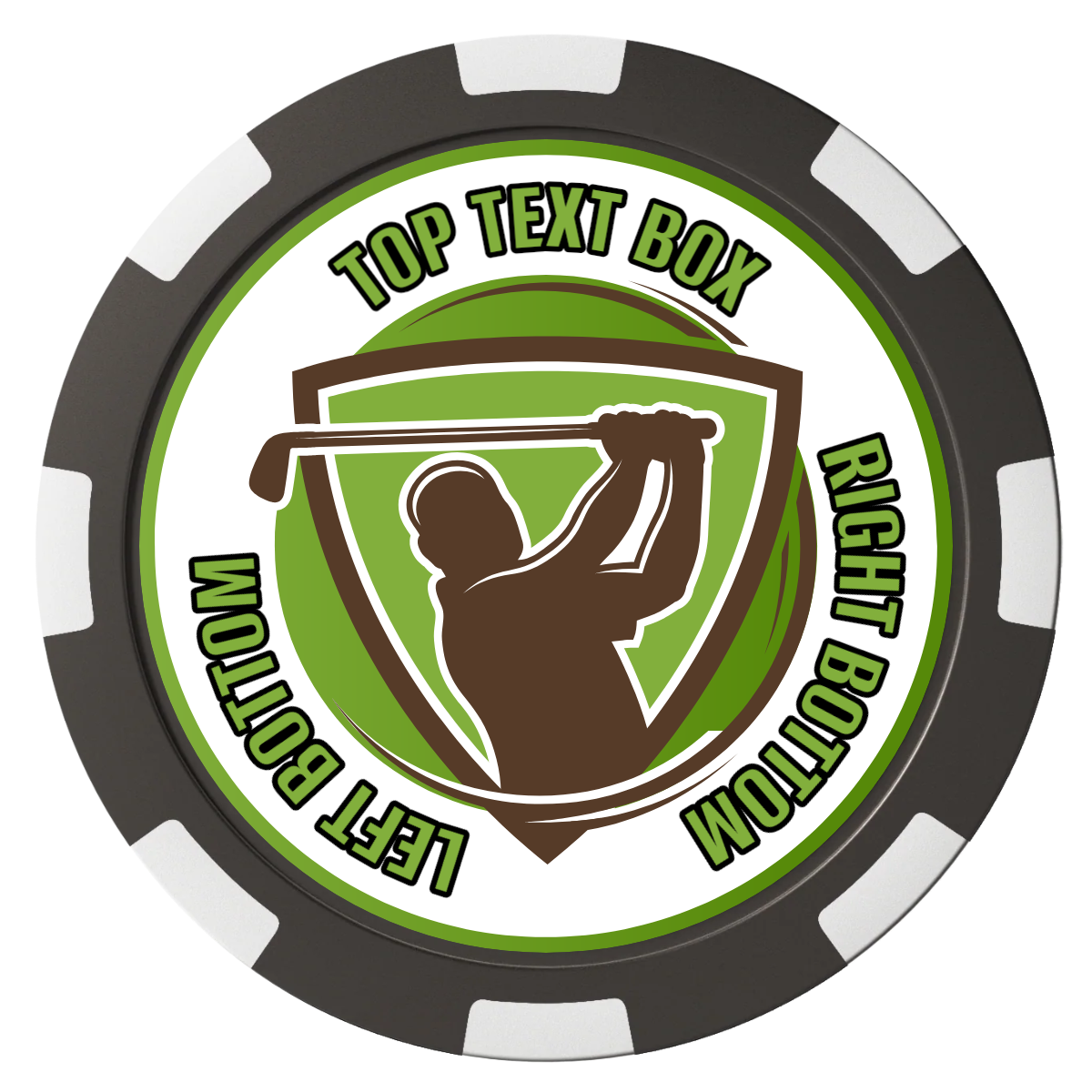 The Golfer Composite Poker Chips - Black / 8 Spot - Front